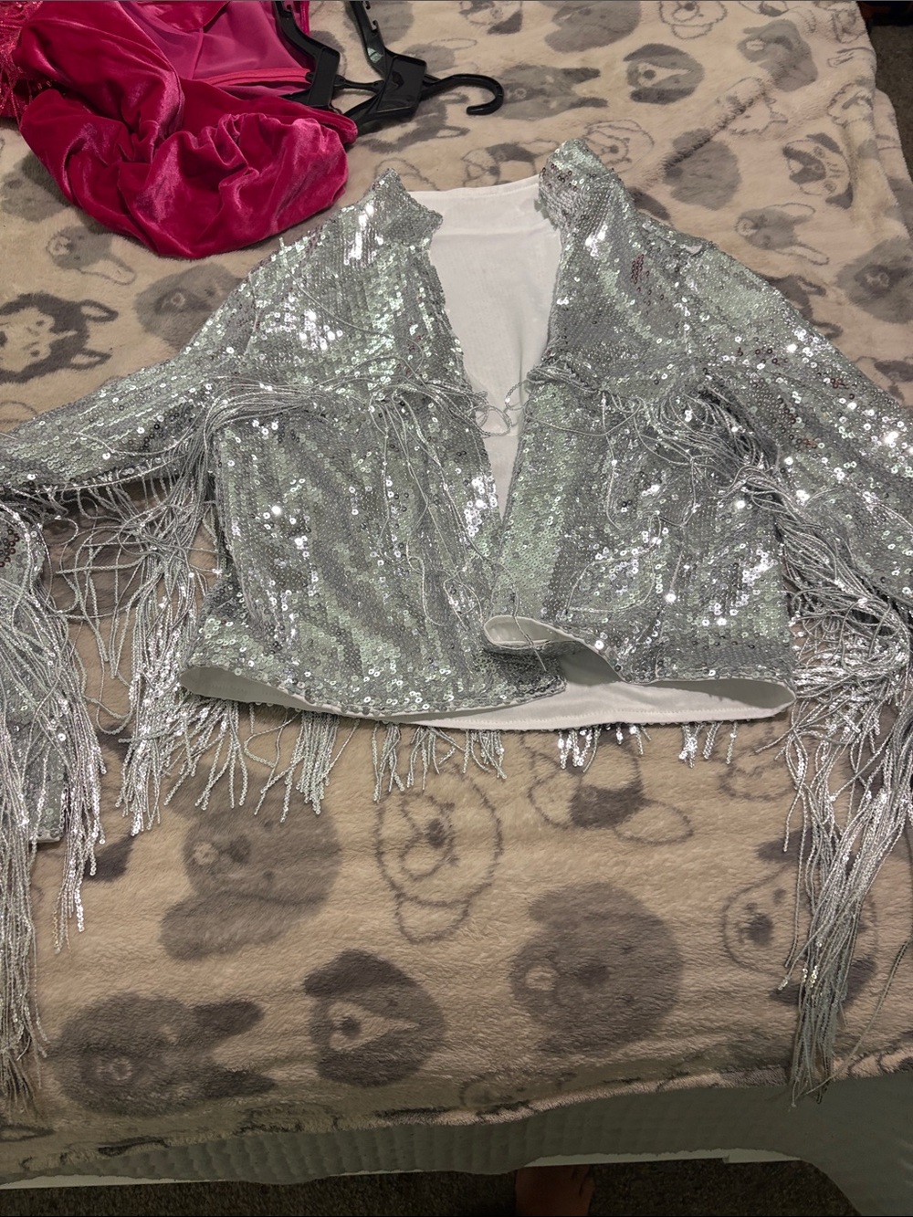 Amazon Silver Sequin Fringe Jacket